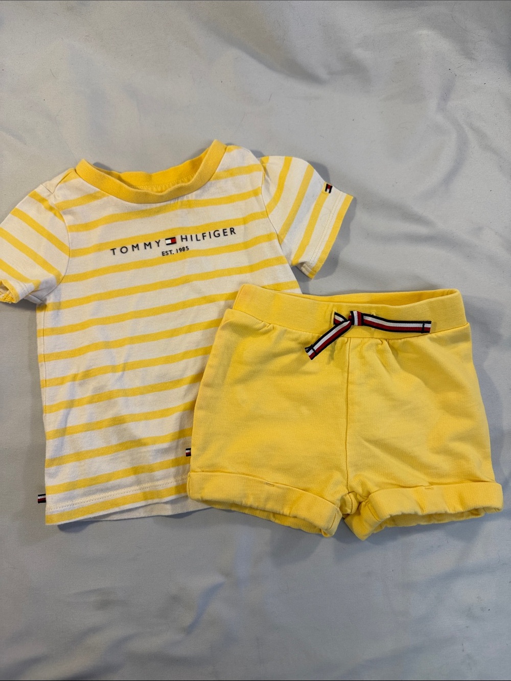 Tommy Hilfiger Y- ellow & White Striped Kids Matching Set